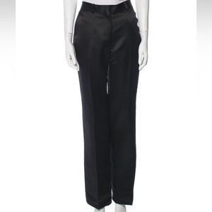 Veronica de Piante Satin Black Straight-Leg Trousers